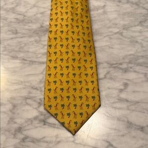 Brooks Brothers Yellow Tie with Palm Tree and Giraffe Pattern